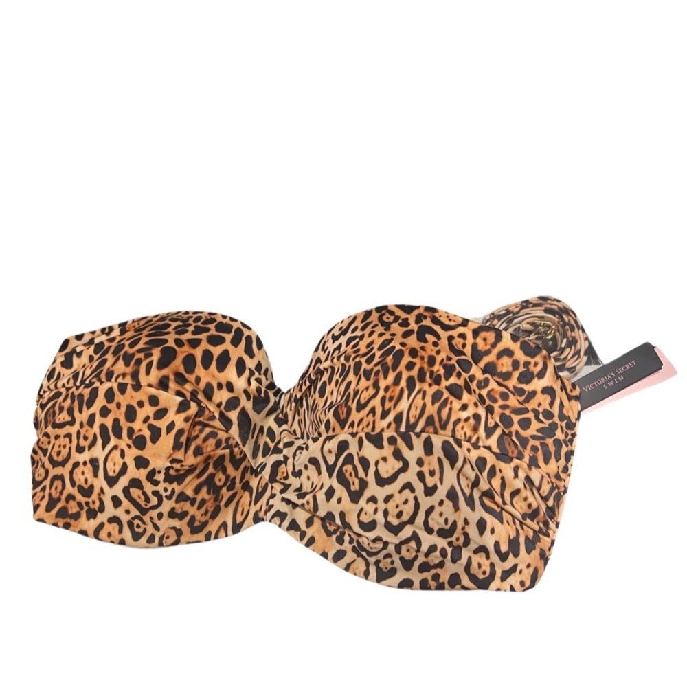 BNWT Victoria’s Secret Twist Bandeau Bikini Top in leopard 34DDD